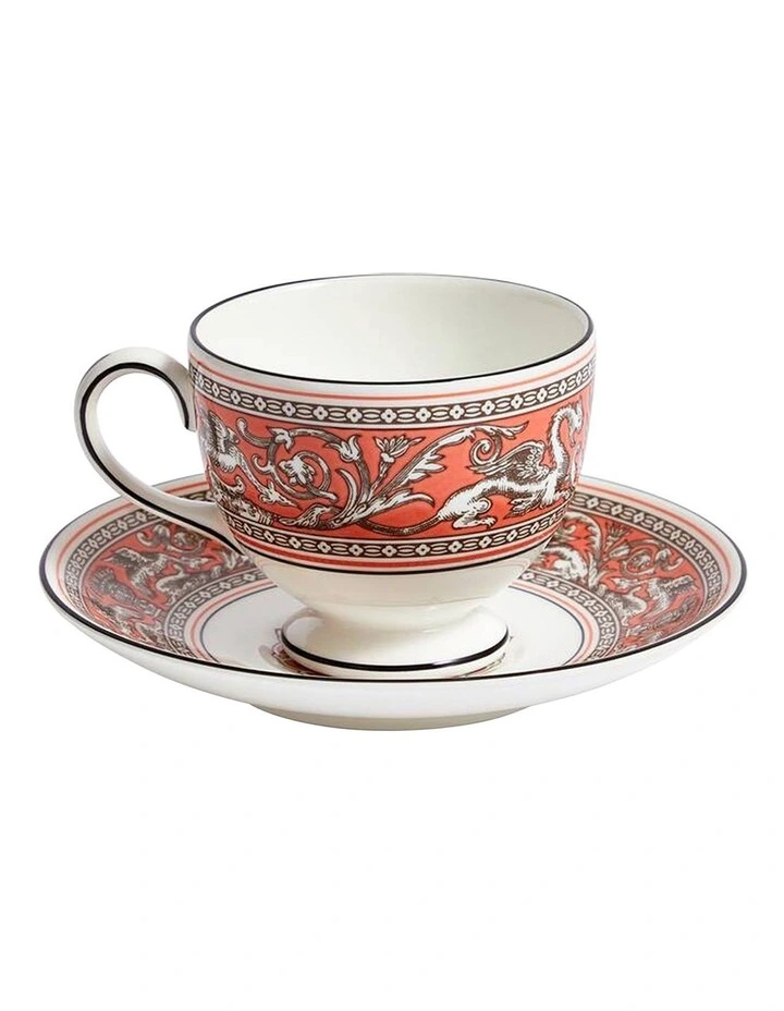 Florentine Teacup and Saucer 174ml in Salmon image 5