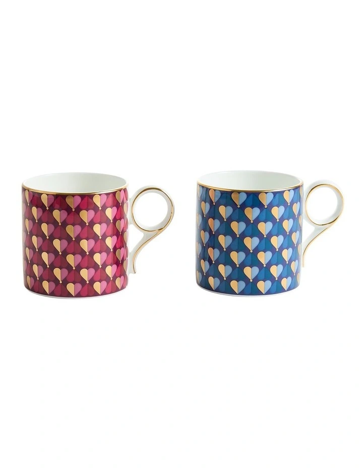 Love Mug 330ml Set of 2 in Magenta/Aegean image 1