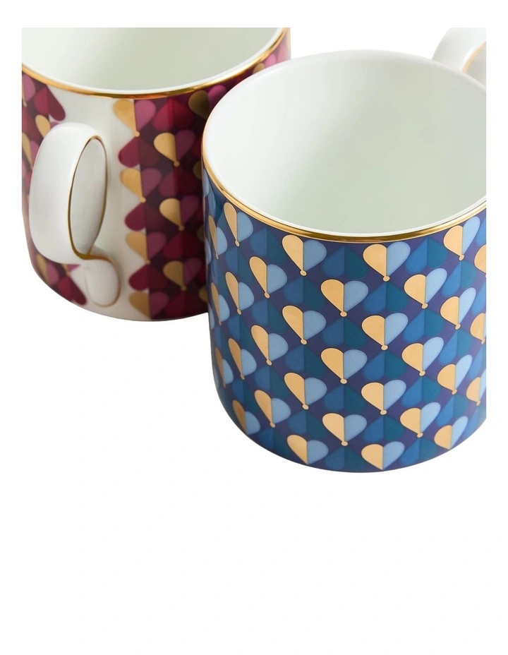 Love Mug 330ml Set of 2 in Magenta/Aegean image 2