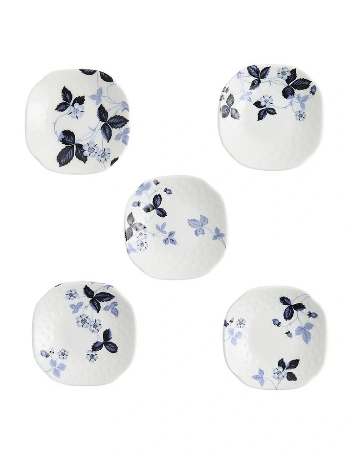 Wild Strawberry Soy Dish Set of 5 in Inky Blue image 1