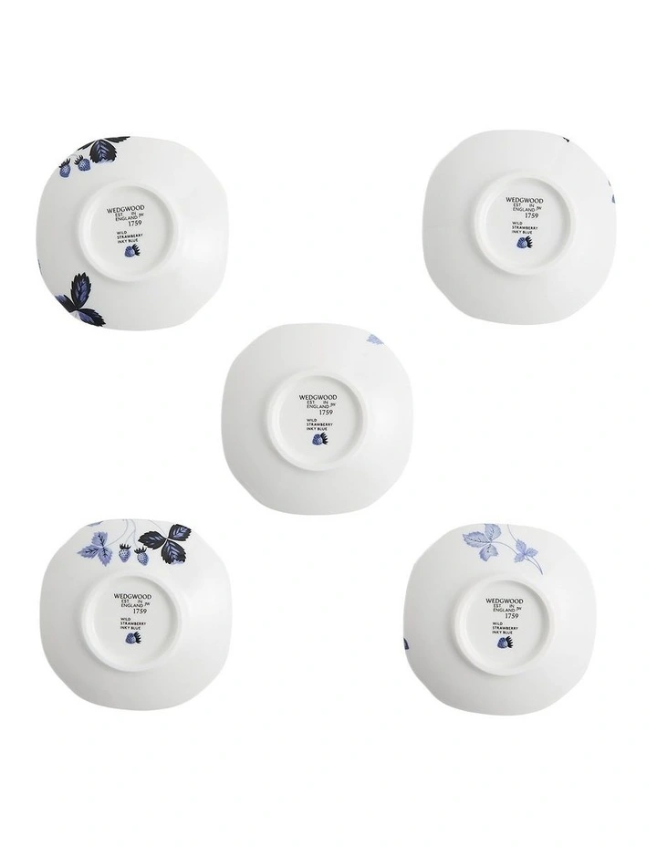Wild Strawberry Soy Dish Set of 5 in Inky Blue image 4