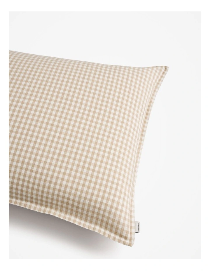Noni Gingham Standard Pillowcase Pair in Natural image 2