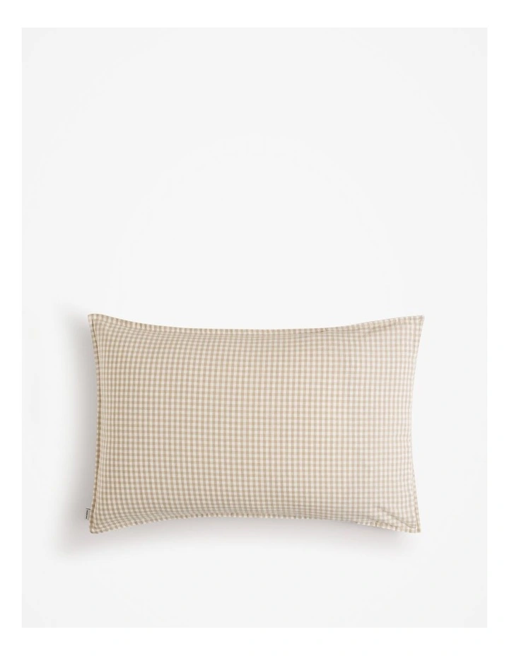 Noni Gingham Standard Pillowcase Pair in Natural image 3