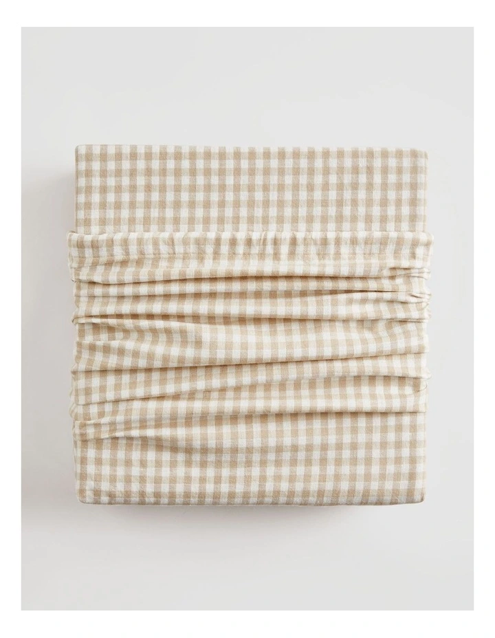 Noni Gingham King Quilt Cover in Natural image 1