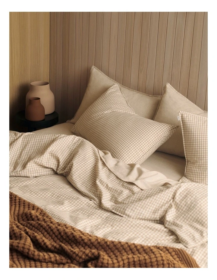 Noni Gingham King Quilt Cover in Natural image 2