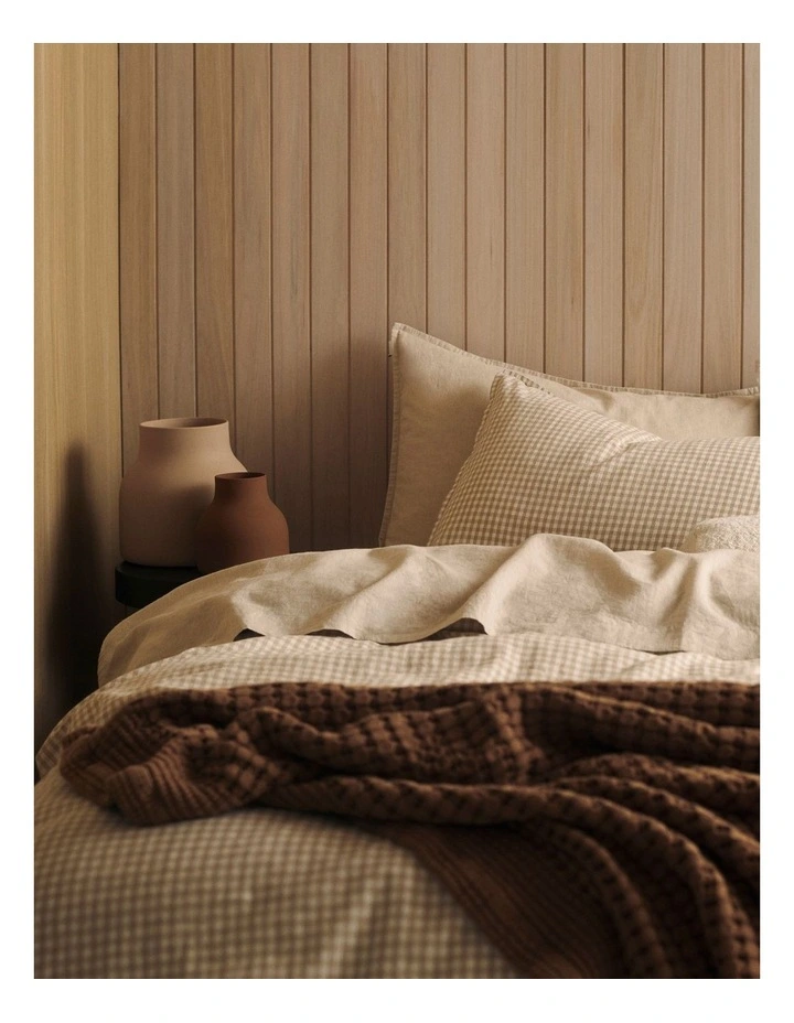 Noni Gingham King Quilt Cover in Natural image 4
