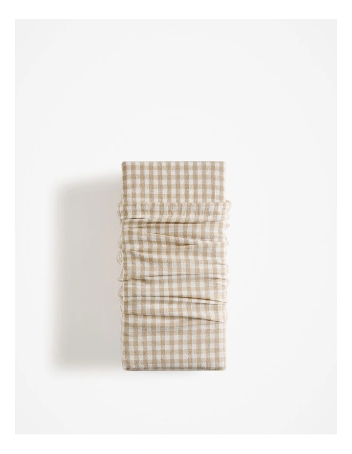 Noni Gingham Queen Flat Sheet in Natural image 1