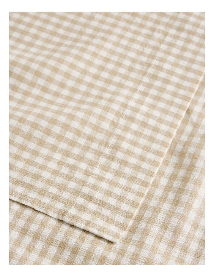 Noni Gingham Queen Flat Sheet in Natural image 2