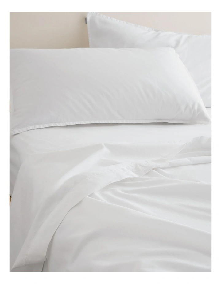 Brae Australian Cotton Double Fitted Sheet in White image 2