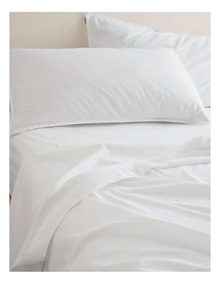 Brae Australian Cotton Queen Flat Sheet in White image 1