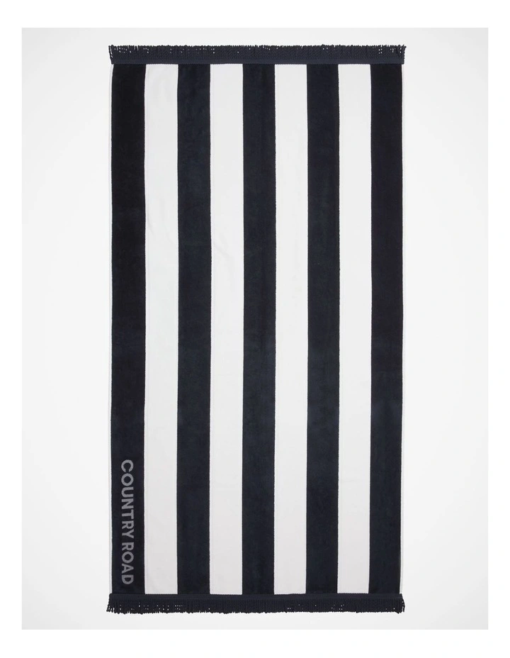 Beau Australian Cotton Beach Towel in Navy image 2