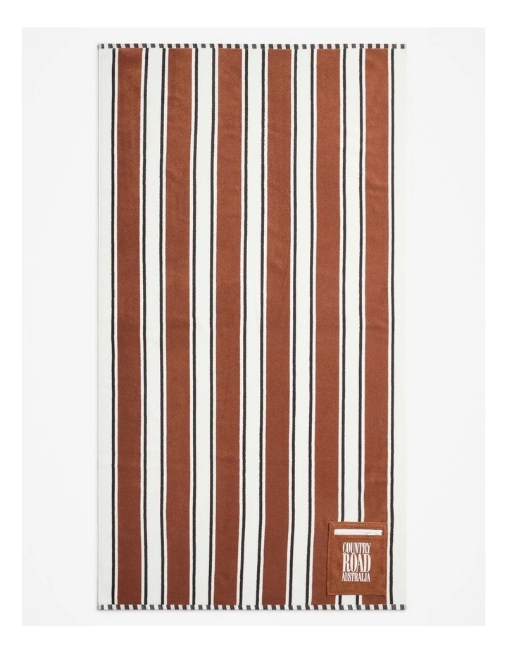 Harry Pocket Australian Cotton Beach Towel in Tan image 1