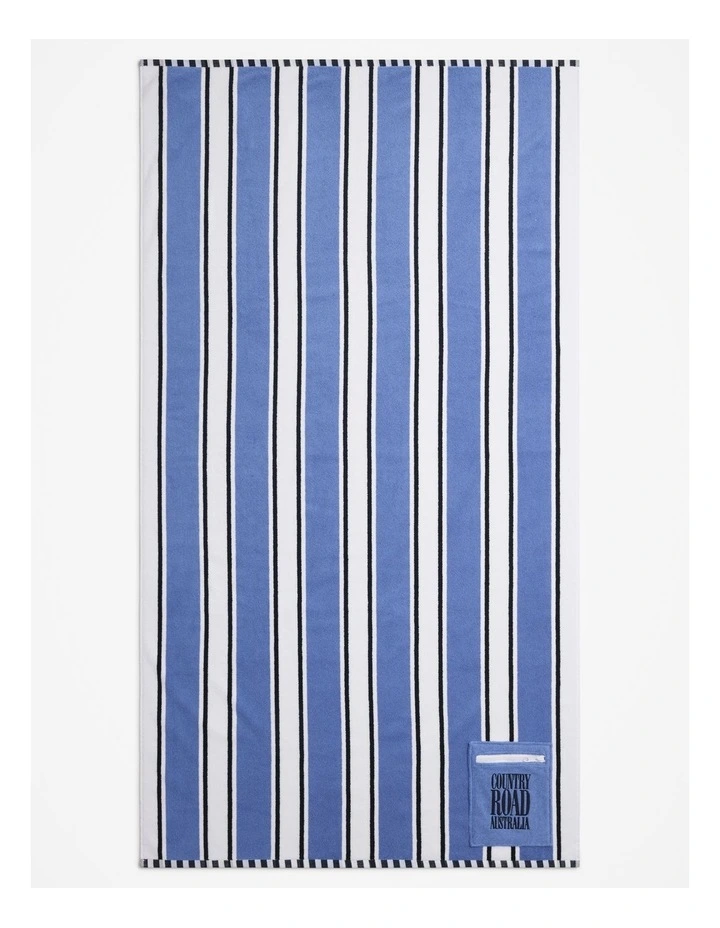 Harry Pocket Cotton Beach Towel in Cornflower Blue image 1
