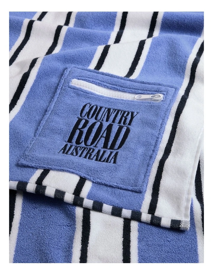 Harry Pocket Cotton Beach Towel in Cornflower Blue image 2