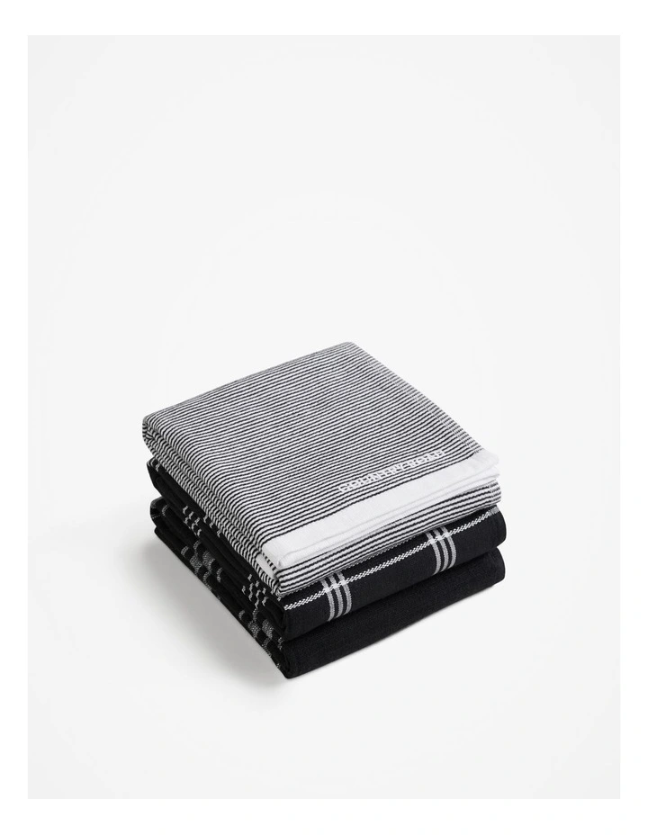 Xave Australian Cotton Tea Towel Pack Of 3 in Black image 1