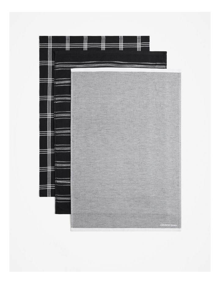 Xave Australian Cotton Tea Towel Pack Of 3 in Black image 2