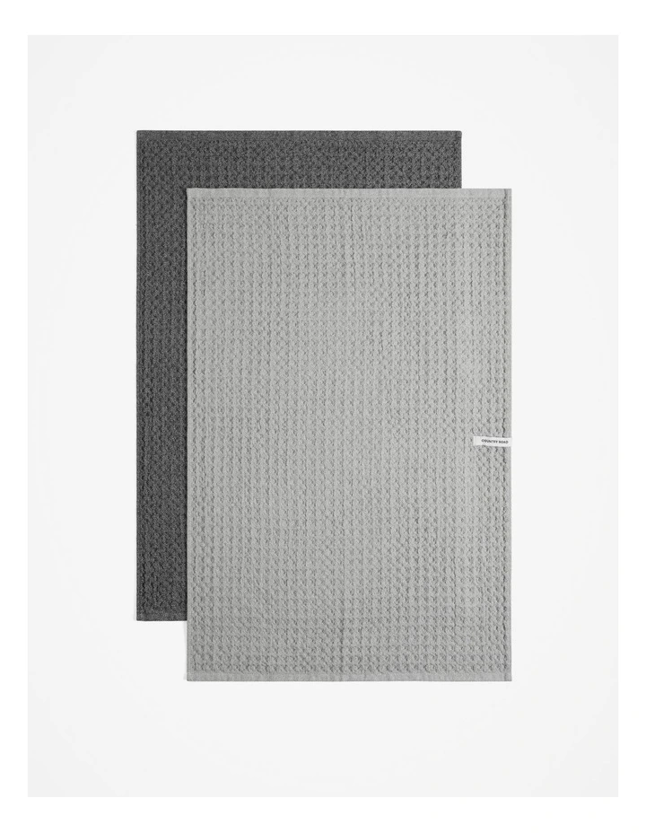 Meeka Australian Cotton Tea Towel Pack Of 2 in Grey Marle image 2