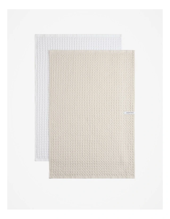 Meeka Australian Cotton Tea Towel Pack of 2 in Stone image 2