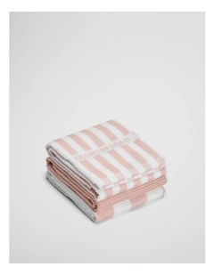 CR Stripe Australian Cotton Tea Towel Pack of 3 in Rose