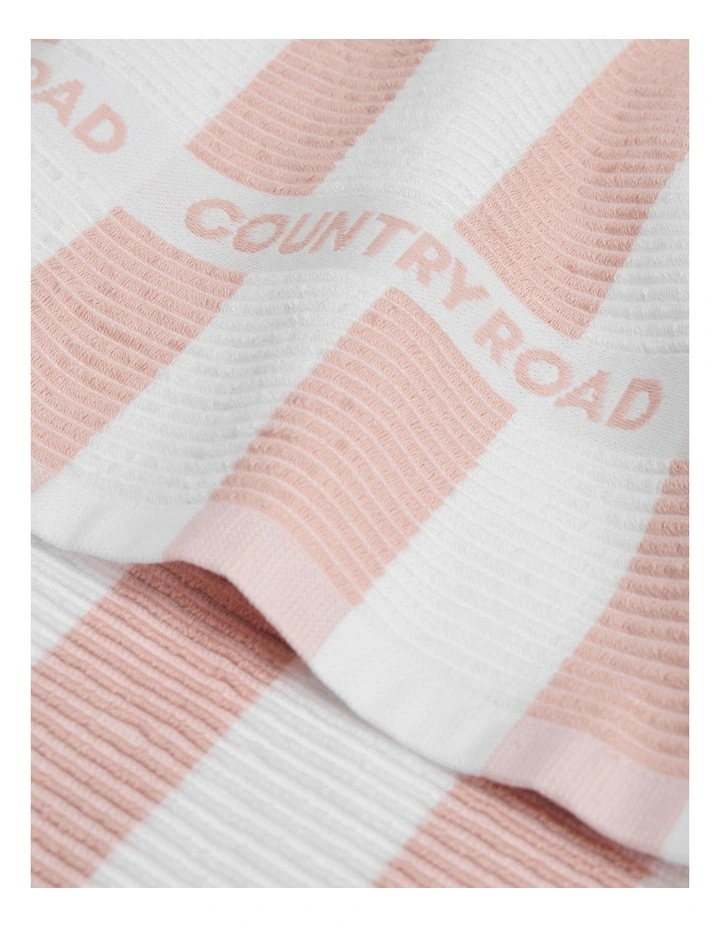 CR Stripe Australian Cotton Tea Towel Pack of 3 in Rose image 2