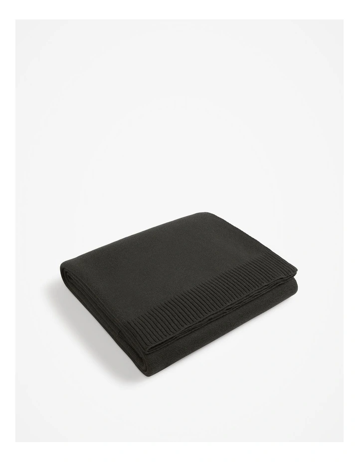 Organically Grown Cotton Heritage Knit Throw in Charcoal image 1