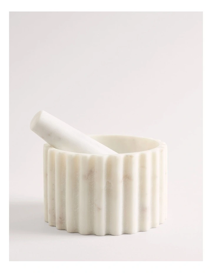 Windsor Marble Mortar and Pestle in Snow image 1
