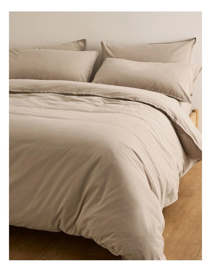 Brae Australian Cotton Queen Quilt Cover in Natural image 1