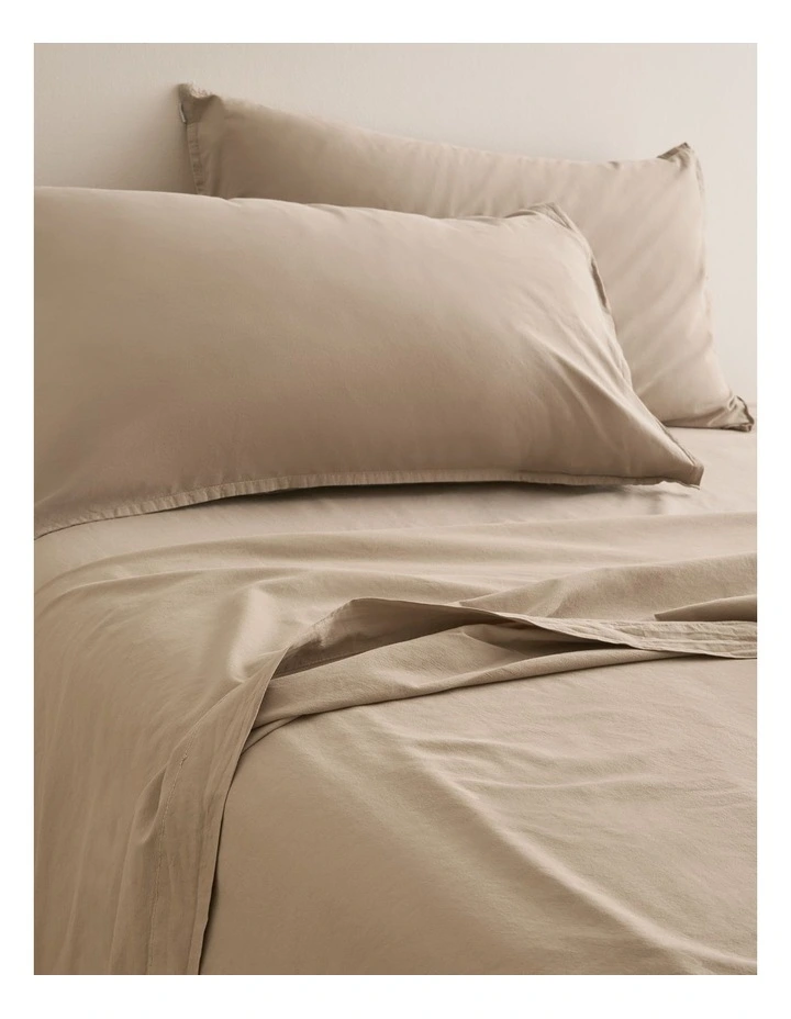 Brae Australian Cotton Queen Flat Sheet in Natural image 1
