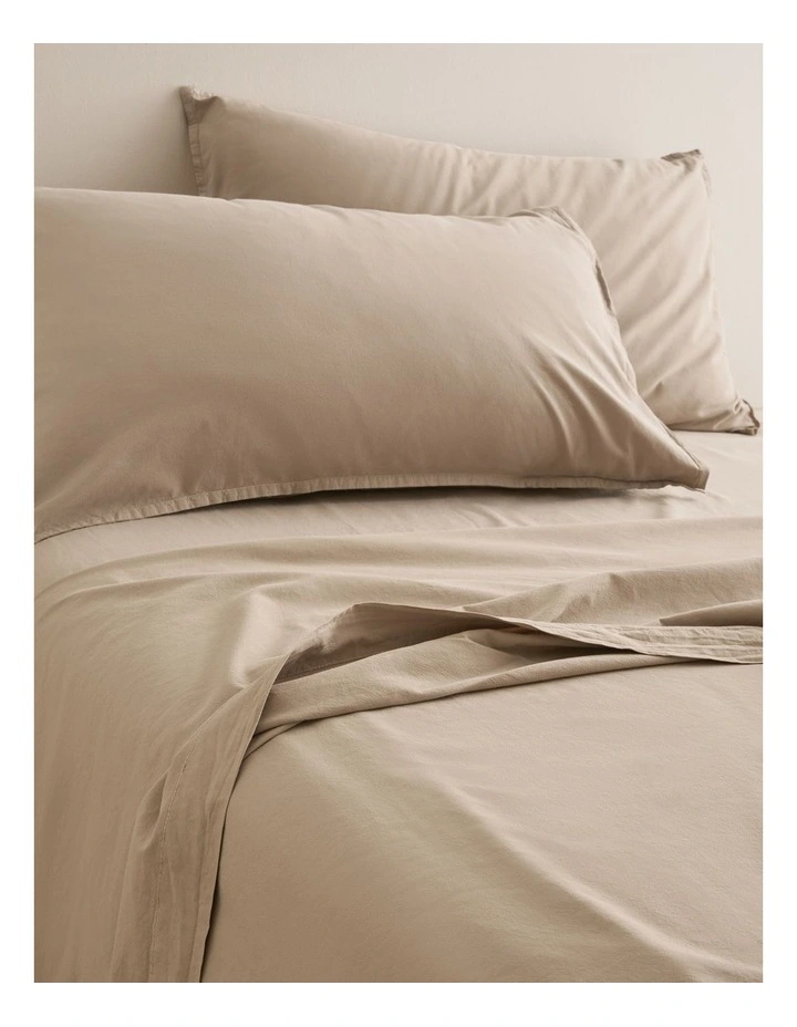 Brae Australian Cotton King Fitted Sheet in Natural image 2