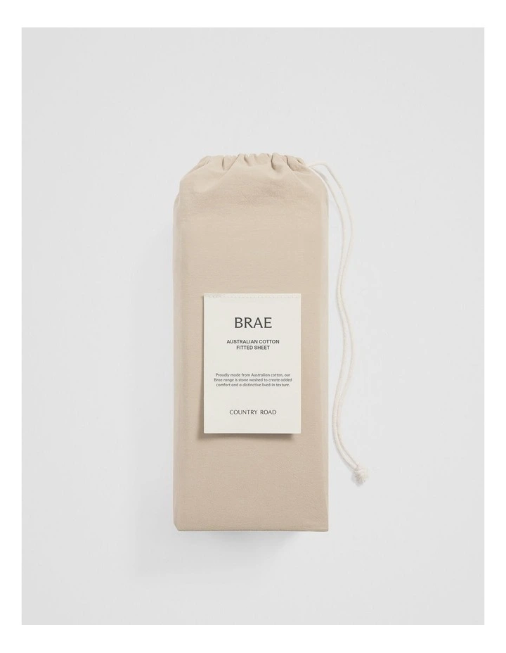 Brae Australian Cotton King Fitted Sheet in Natural image 4