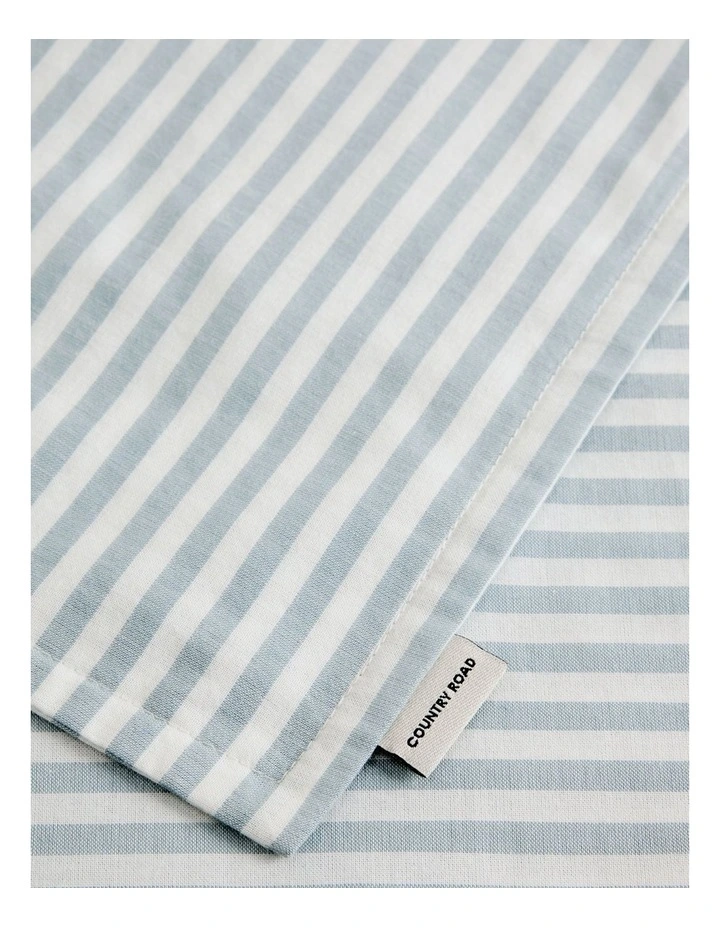 Brae Australian Cotton Stripe King Single Quilt Cover in Mineral Blue image 3