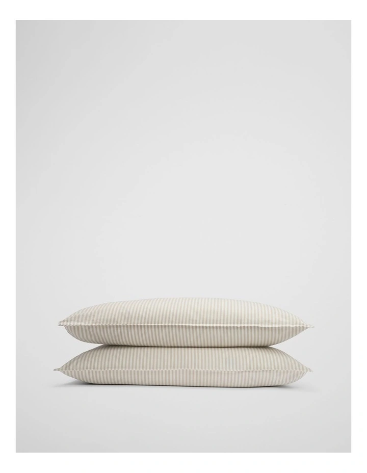 Brae Australian Cotton Stripe Standard Pillowcase Pair in Natural image 1