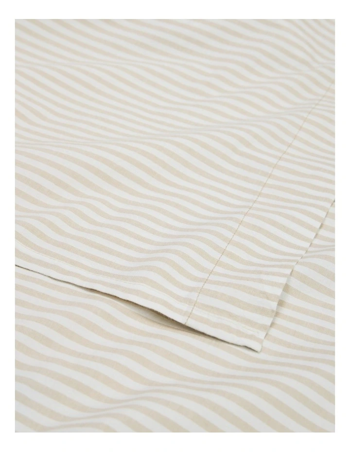 Stripe King Flat Sheet in Natural image 2
