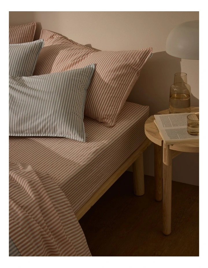 Stripe King Flat Sheet in Faded Terracotta image 2