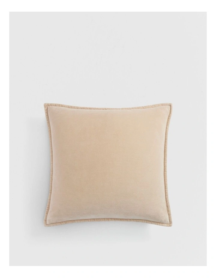 Pia Organically Grown Cotton Velvet 55x55 Cushion in Natural image 1