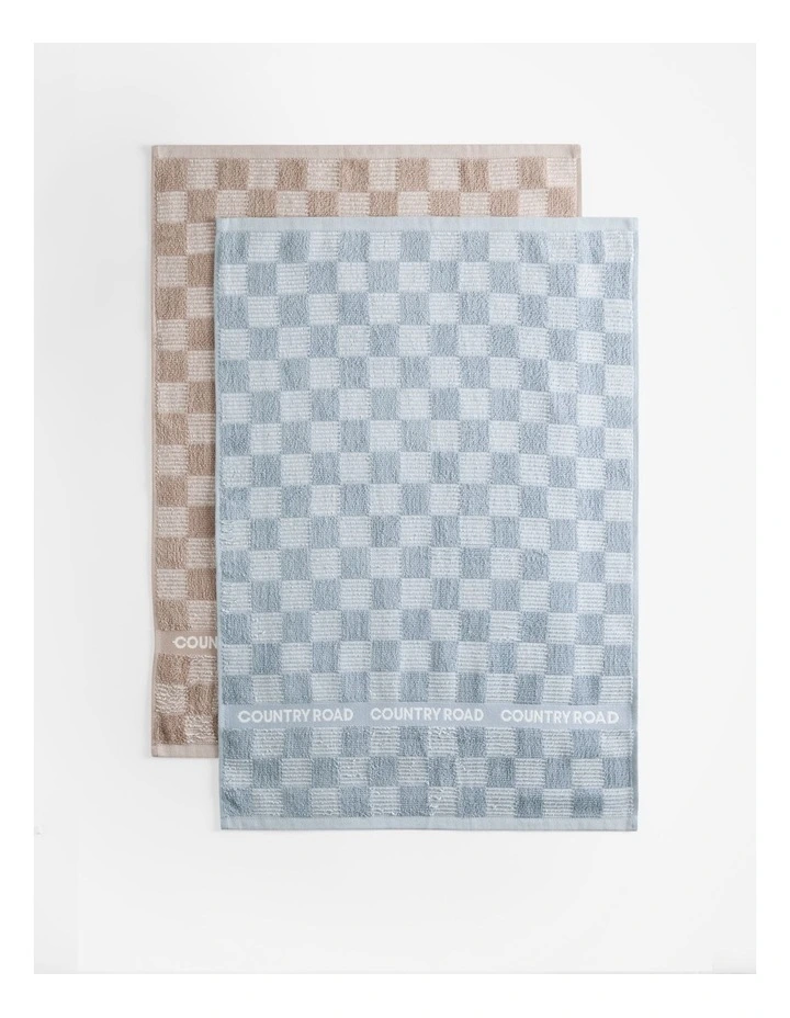 Australian Cotton Erin Tea Towel Pack Of 2 in Mineral Blue image 3