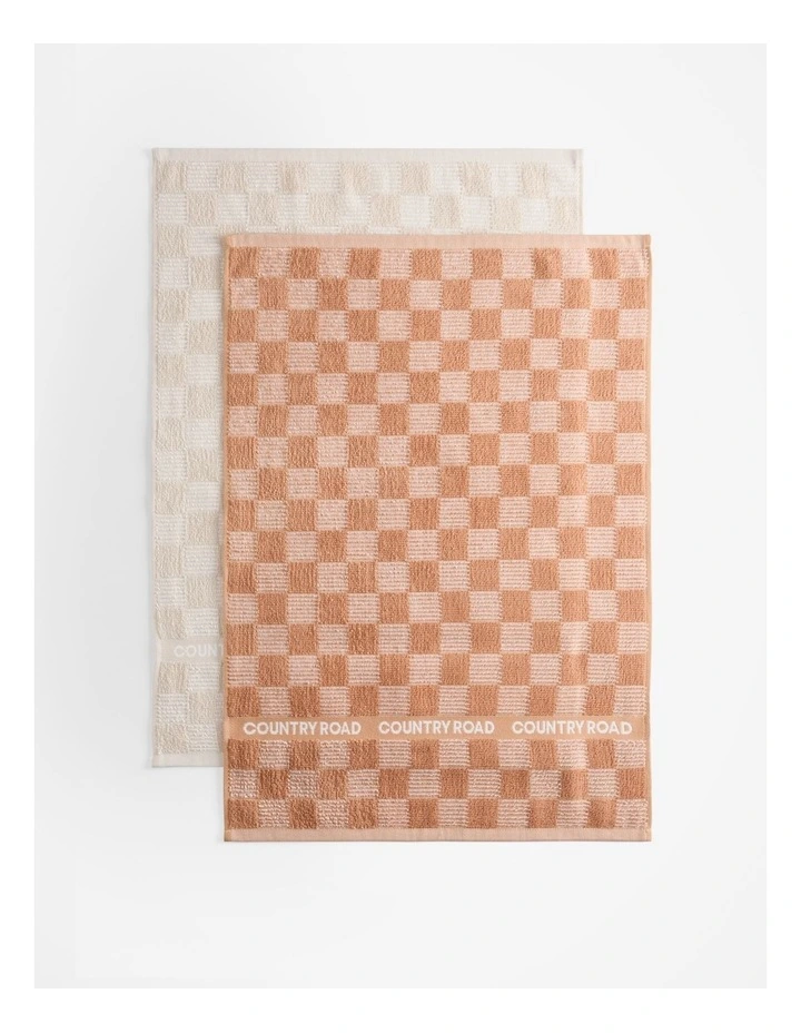 Erin Australian Cotton Tea Towel Pack of 2 in Faded Terracotta image 3
