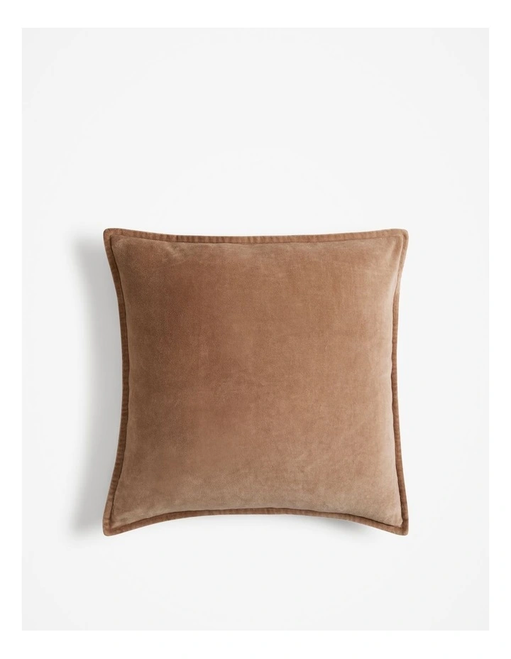 Pia Organically Grown Cotton Velvet 55x55 Cushion in Fawn image 1