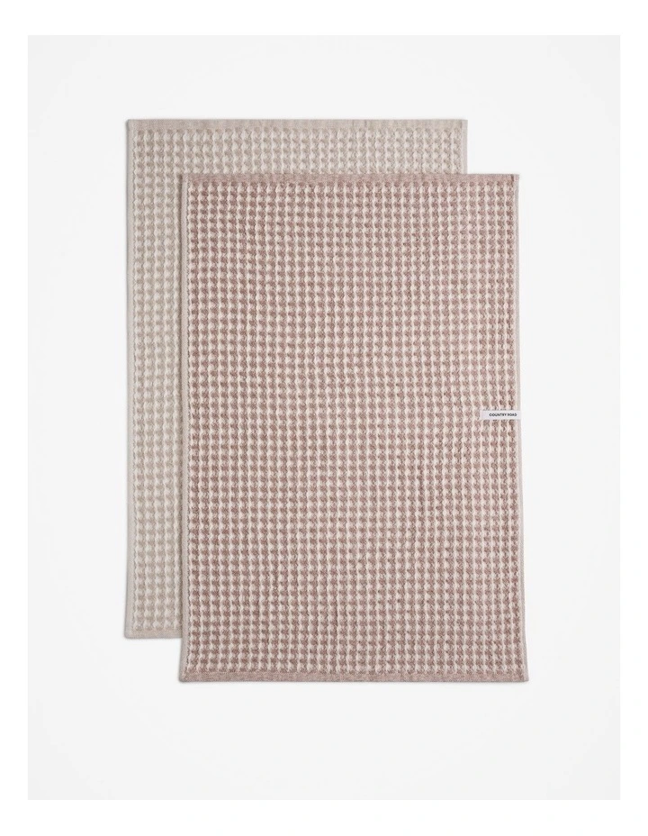 Meeka Australian Cotton Two-tone Tea Towel Pack Of 2 in Cinnamon image 3