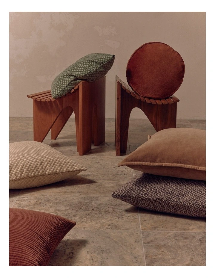 Check Velvet 55x55 Cushion in Sage image 2