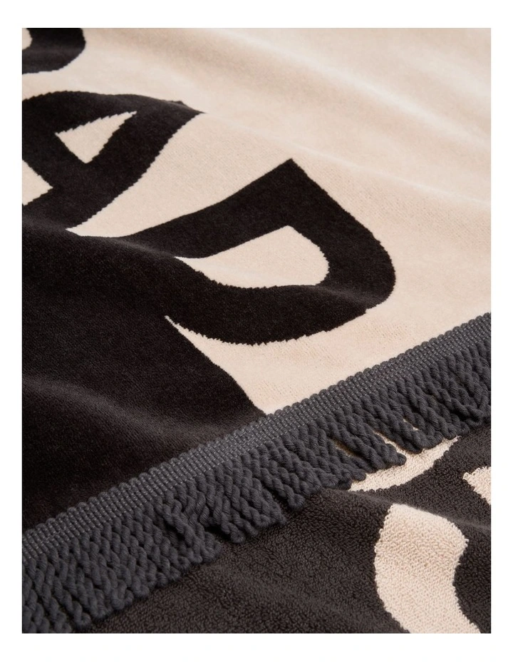 Kos Verified Australian Cotton Beach Towel in Charcoal Sand image 3