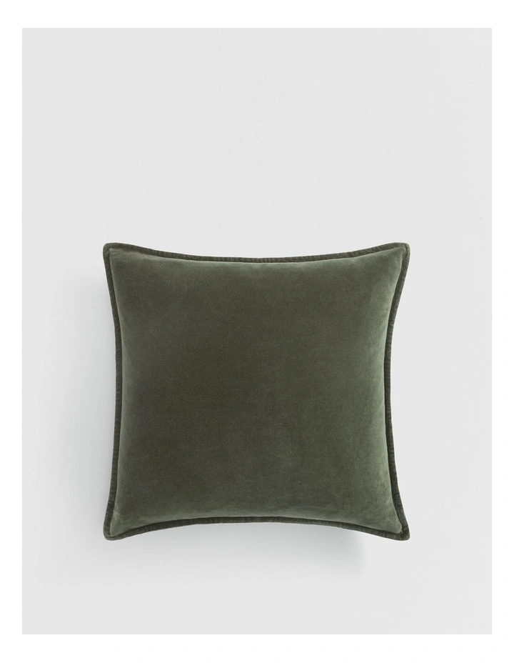 Pia Organically Grown Cotton Velvet 55x55 Cushion in Juniper image 1
