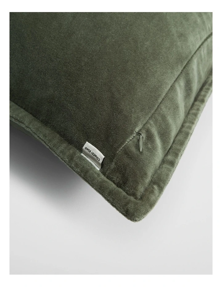 Pia Organically Grown Cotton Velvet 55x55 Cushion in Juniper image 2