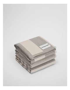 Isa Australian Cotton Tea Towel Pack Of 3 in Charcoal Sand