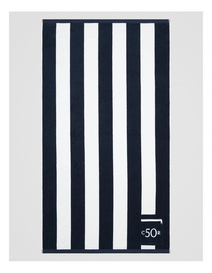 Australian Cotton CR 50 Pocket Beach Towel in Navy image 1