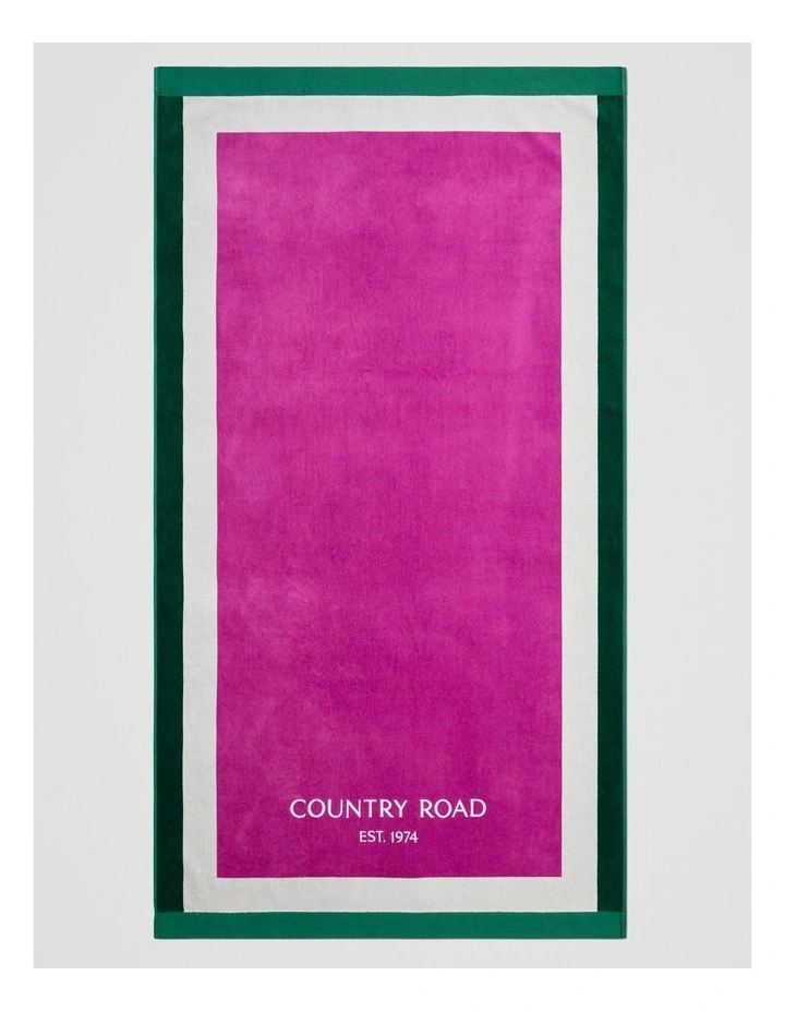 Australian Cotton CR Est. 1974 Border Beach Towel in Grape image 1