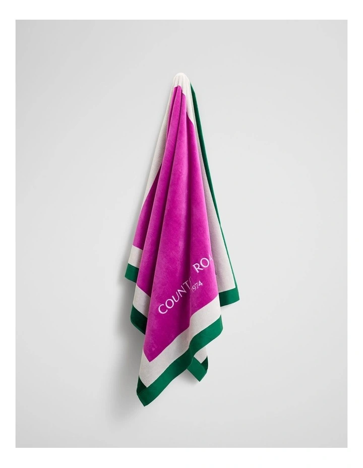 Australian Cotton CR Est. 1974 Border Beach Towel in Grape image 3