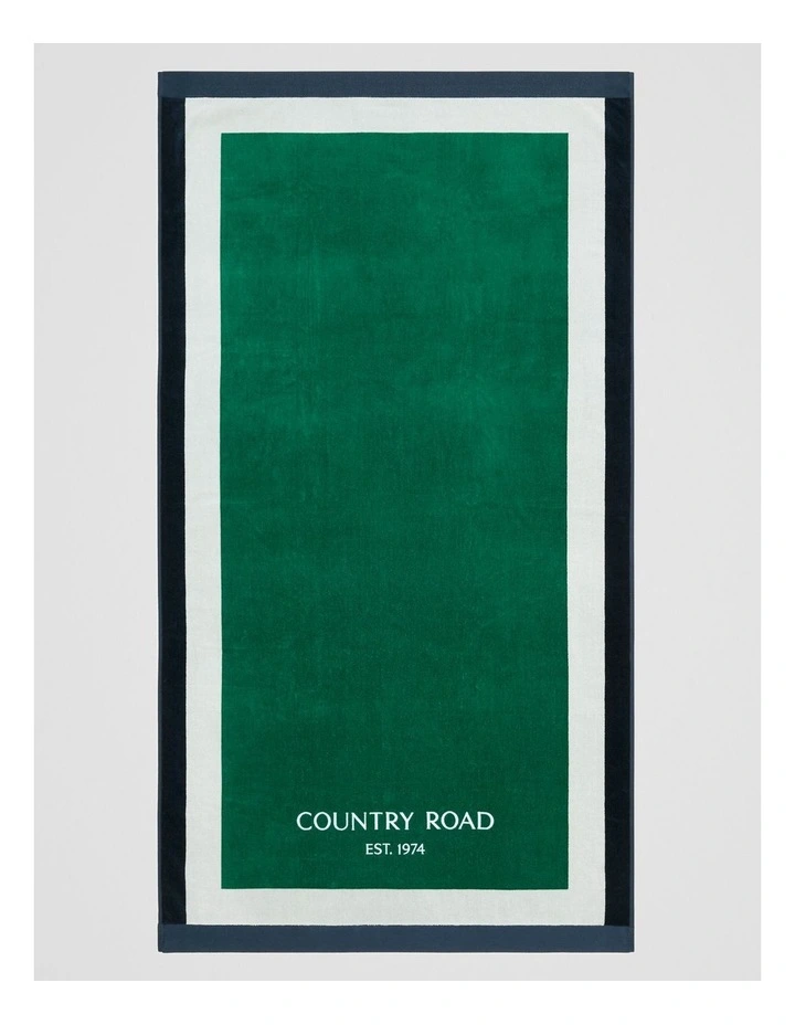 Australian Cotton CR Est. 1974 Border Beach Towel in Jungle image 1