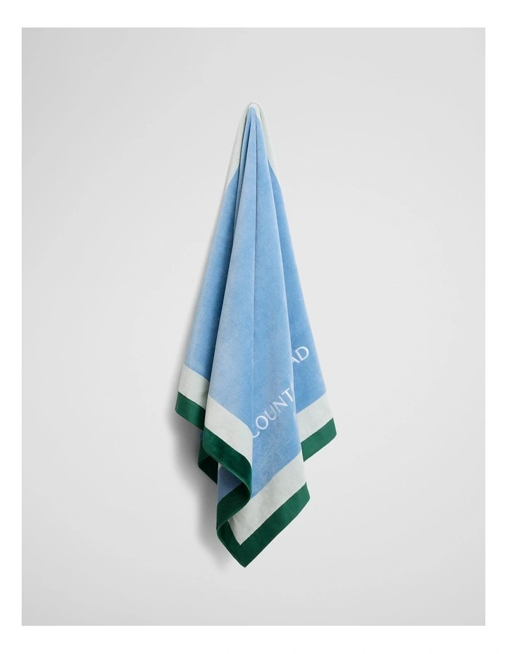 Verified Australian Cotton Cr Est. 1974 Border Beach Towel in Arctic Blue image 4