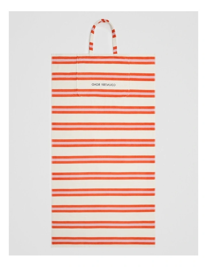 Verified Australian Cotton Stripe Bag-to-towel in Tangerine image 1